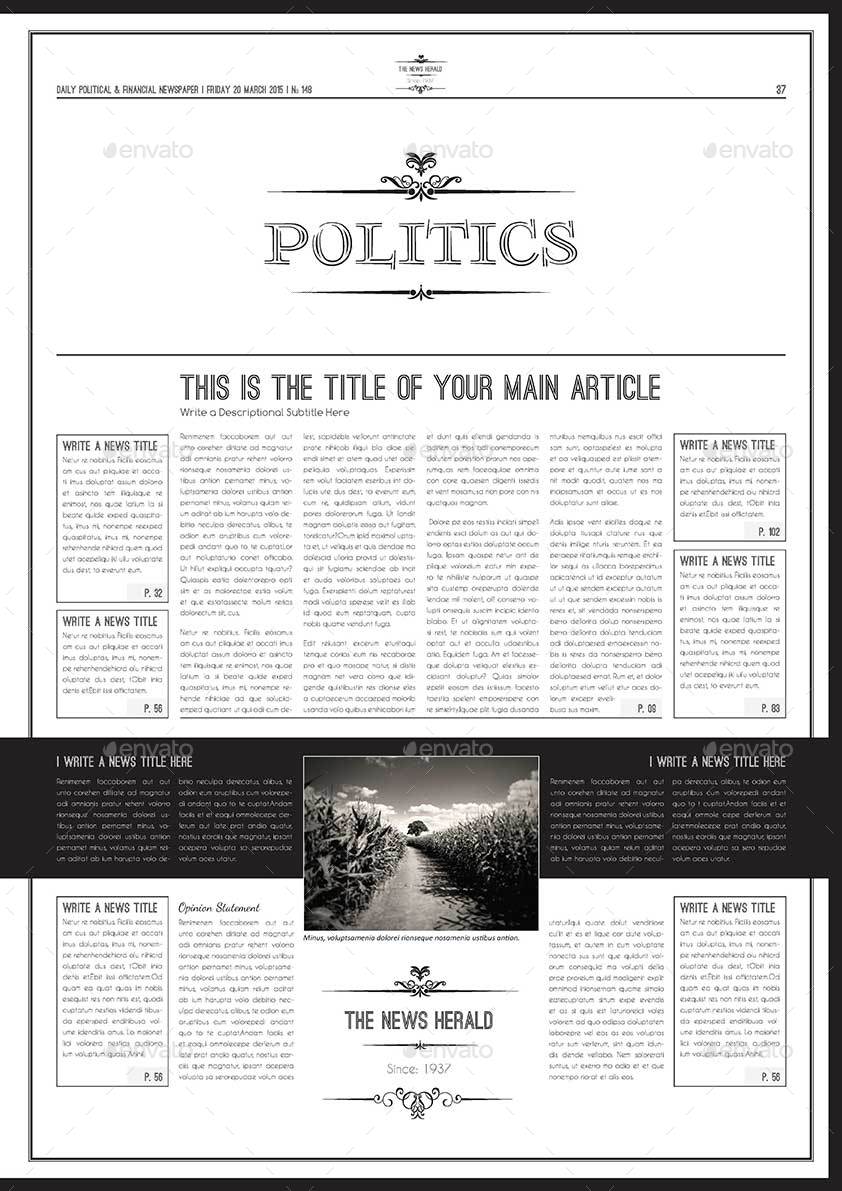 Newspaper A3 Template by Keboto | GraphicRiver