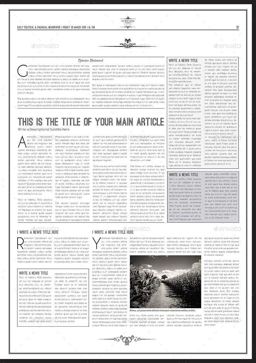 Newspaper A3 Template by Keboto | GraphicRiver