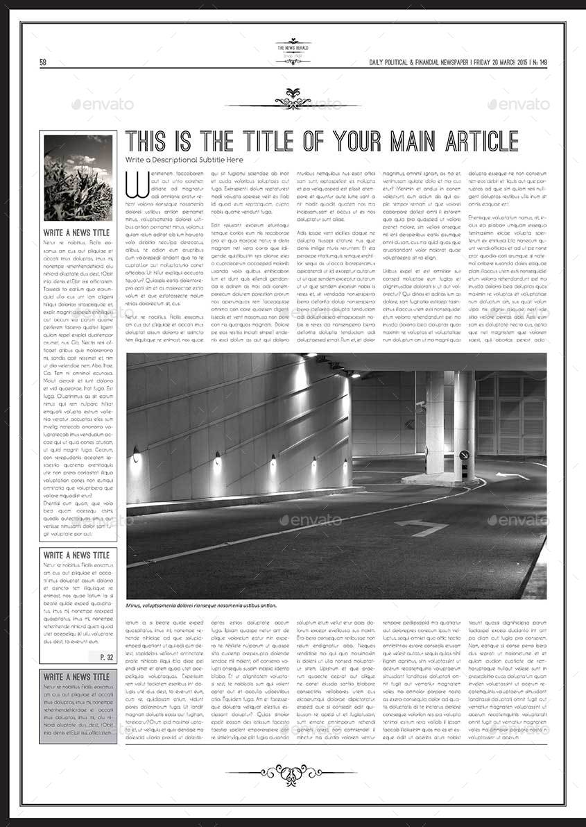 Newspaper A3 Template by Keboto | GraphicRiver