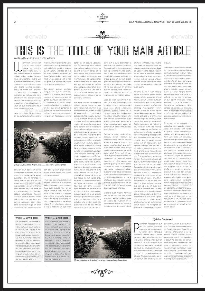 Newspaper A3 Template by Keboto | GraphicRiver