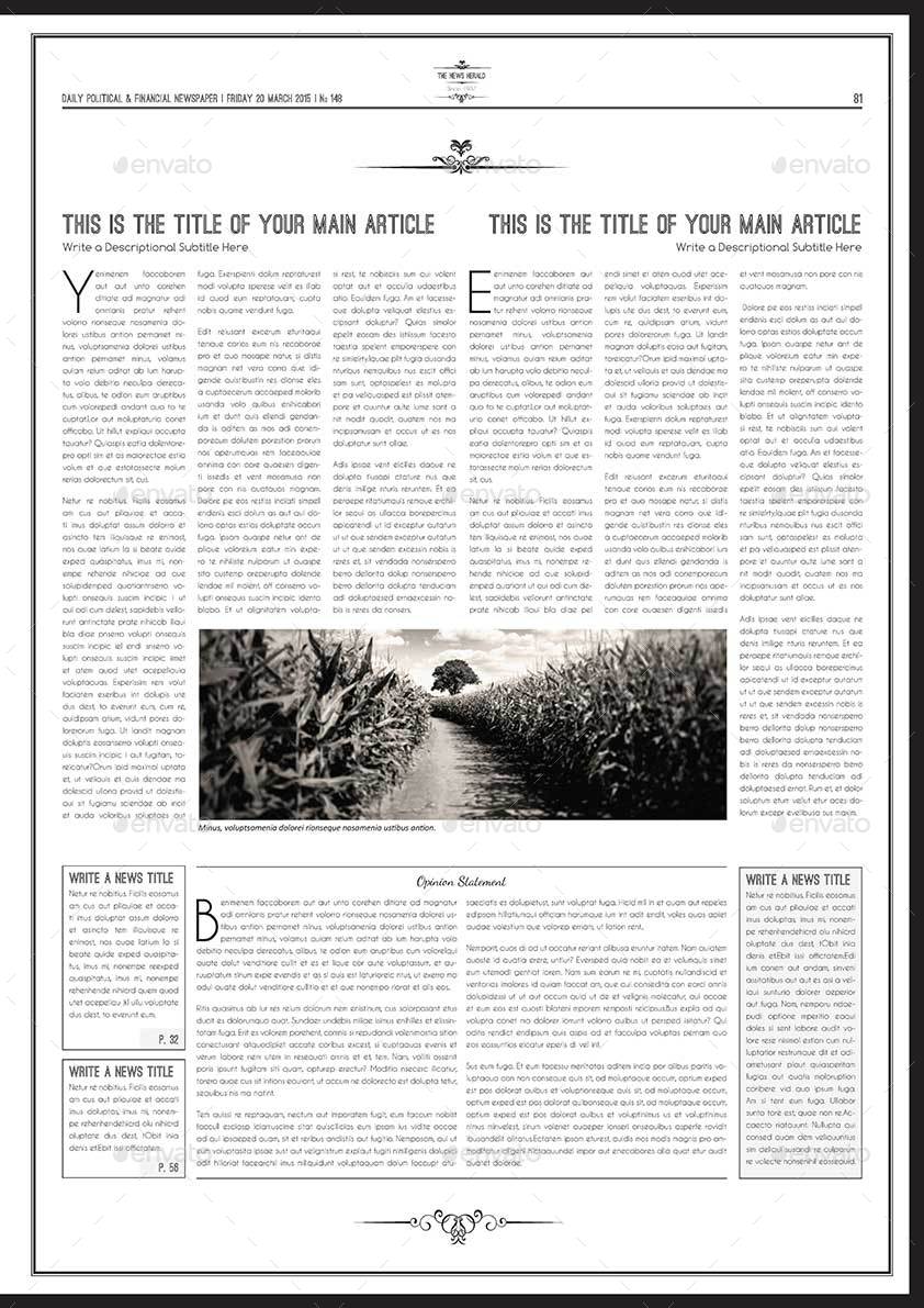Newspaper A3 Template by Keboto | GraphicRiver