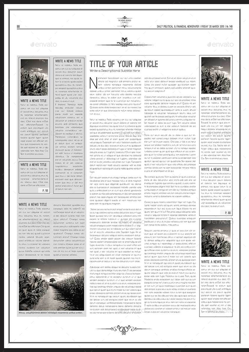 Newspaper A3 Template by Keboto | GraphicRiver