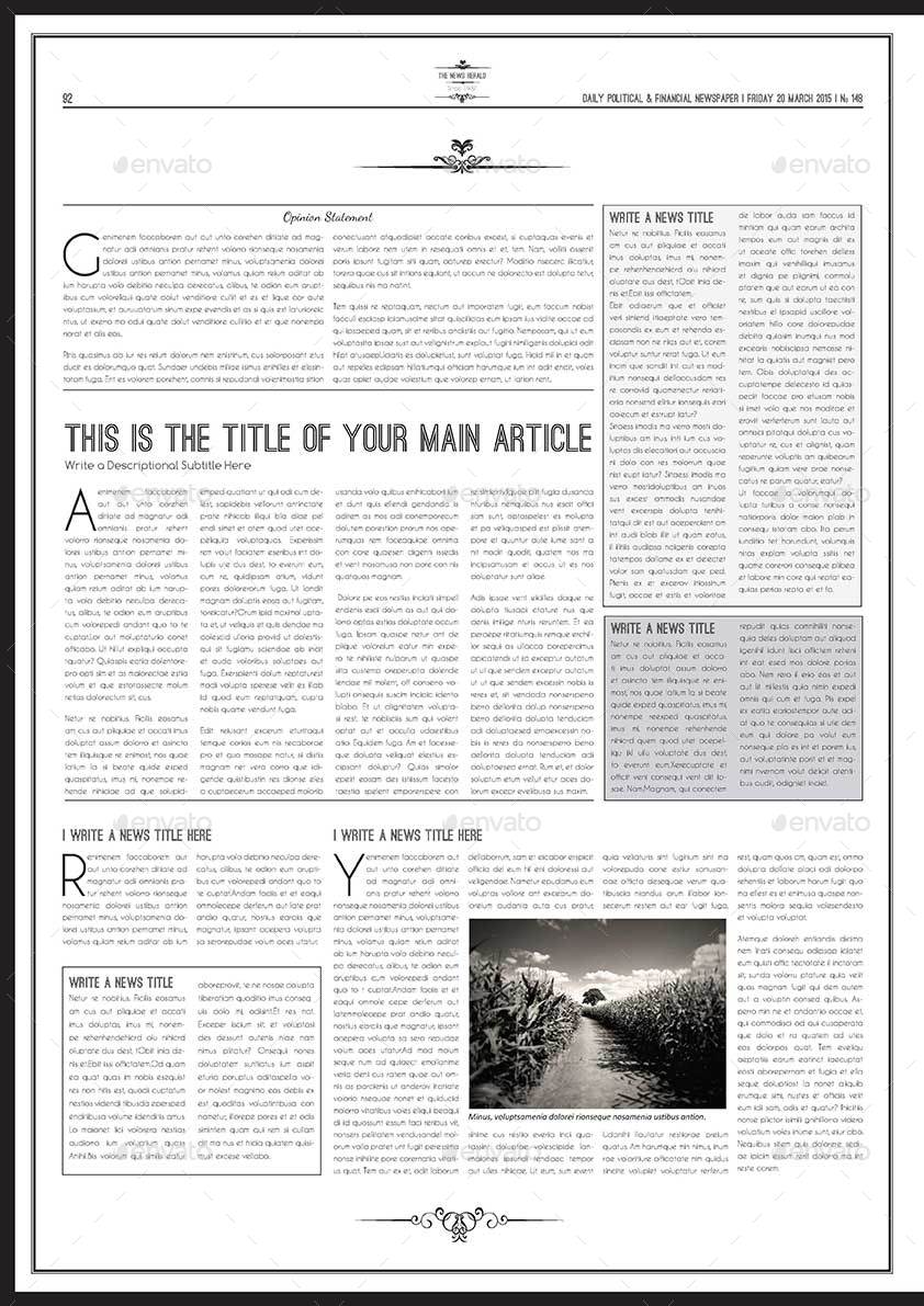 Newspaper A3 Template by Keboto | GraphicRiver