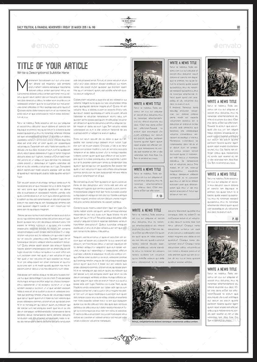 Newspaper A3 Template by Keboto | GraphicRiver