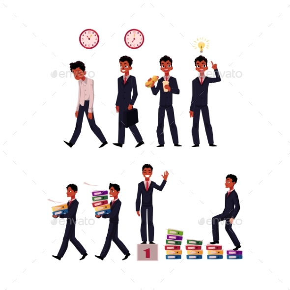 Businessman in Various Poses - People Characters