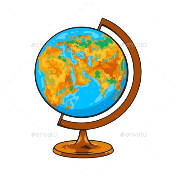 Hand Drawn School Classroom Globe - Man-made Objects Objects