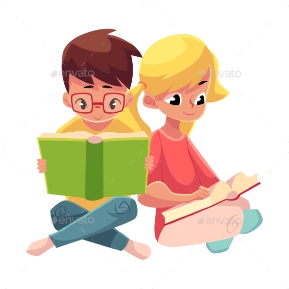 Kids Reading - People Characters