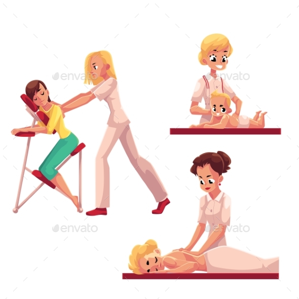 Professional Baby, Woman, Mobile Chair Massage - People Characters