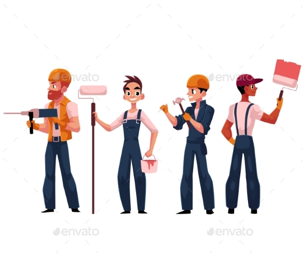 Team of Construction Workers - People Characters