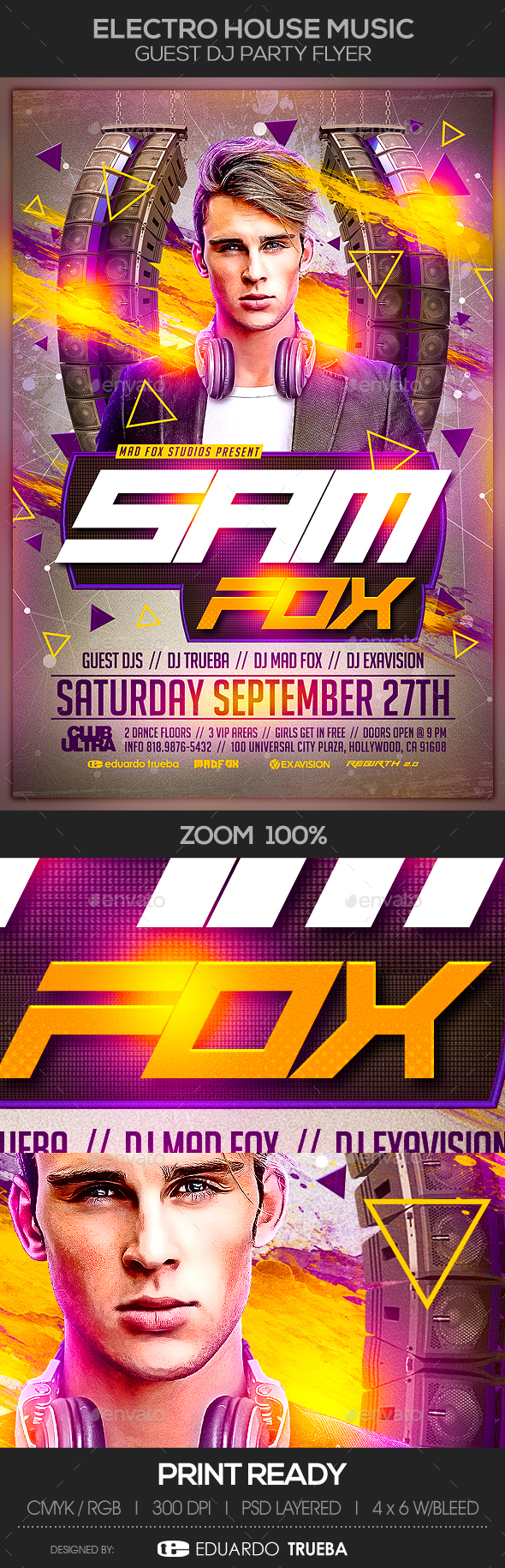 Electro House Music Guest Dj Party Flyer - Clubs & Parties Events