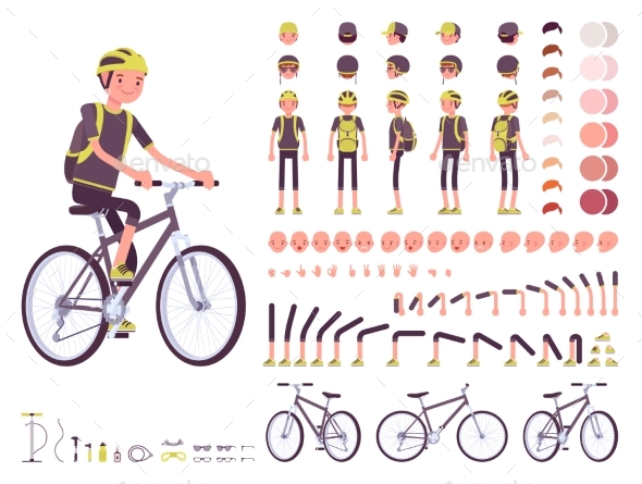 Male Cyclist Character Creation Set - Sports/Activity Conceptual