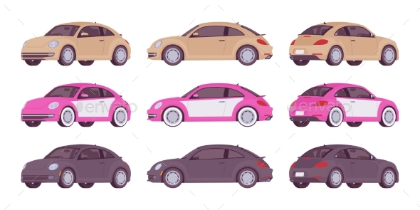 Set of Economy Cars - Man-made Objects Objects