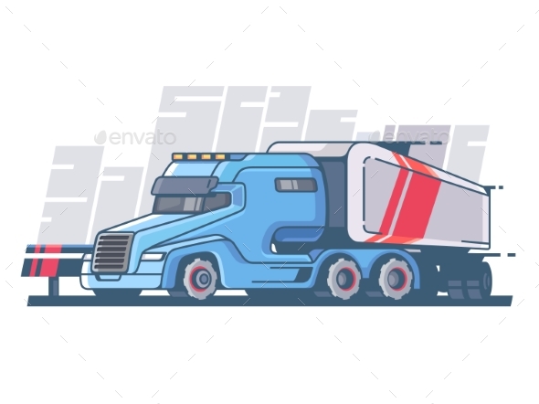 Large Truck with Long Trailer - Miscellaneous Vectors