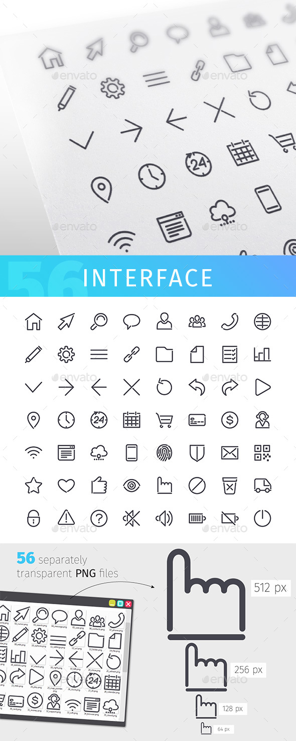 Interface Line Icons Set - Software Icons