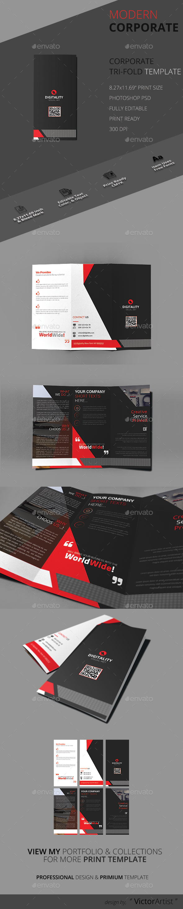 Modern Corporate Tri-Fold Brochure - Brochures Print Templates