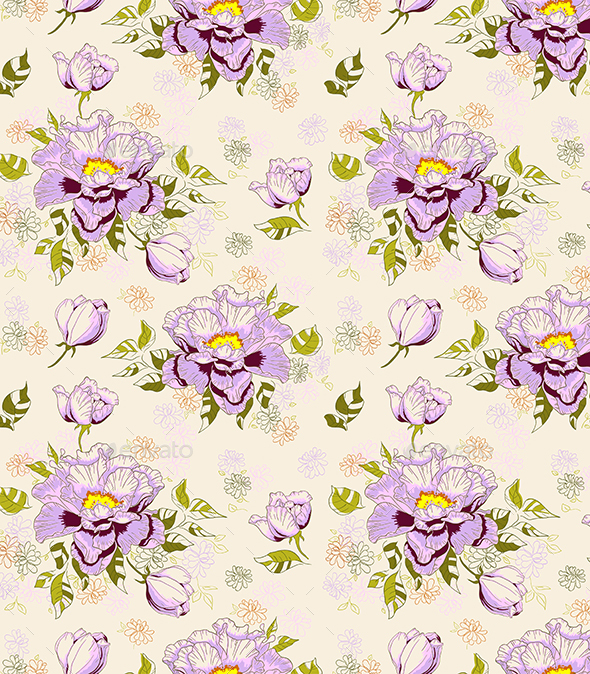Seamless Pattern with Peony - Patterns Decorative