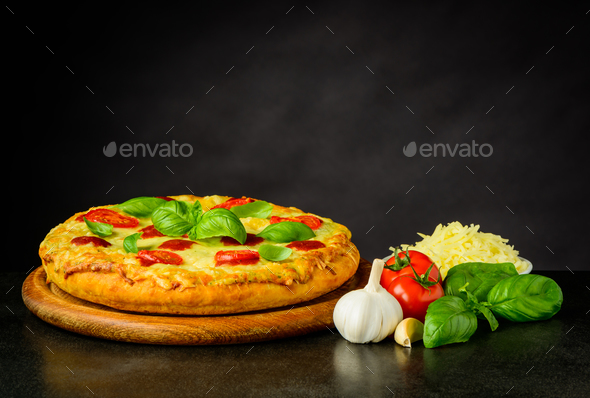 Fresh Tasty Pizza with Ingredients - Stock Photo - Images