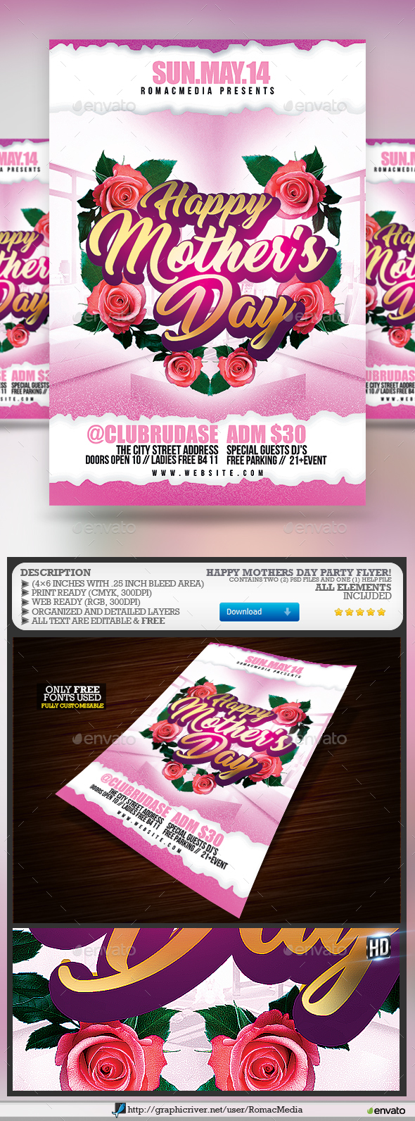 Happy Mothers Day Flyer - Clubs & Parties Events