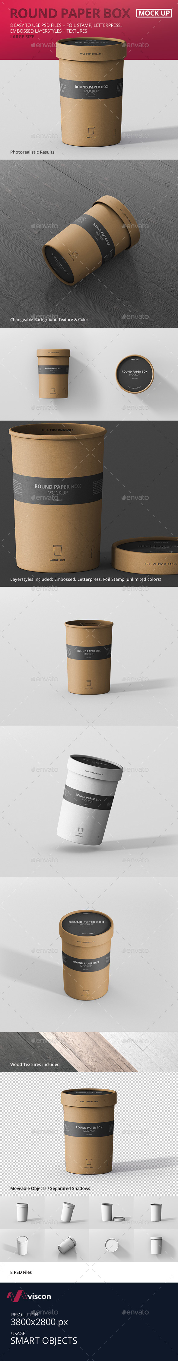 Download Paper Box Mockup Round - Large Size by visconbiz | GraphicRiver