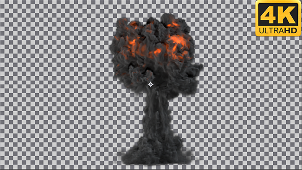 Nuclear Explosion - 4K - Black Smoke & Fire