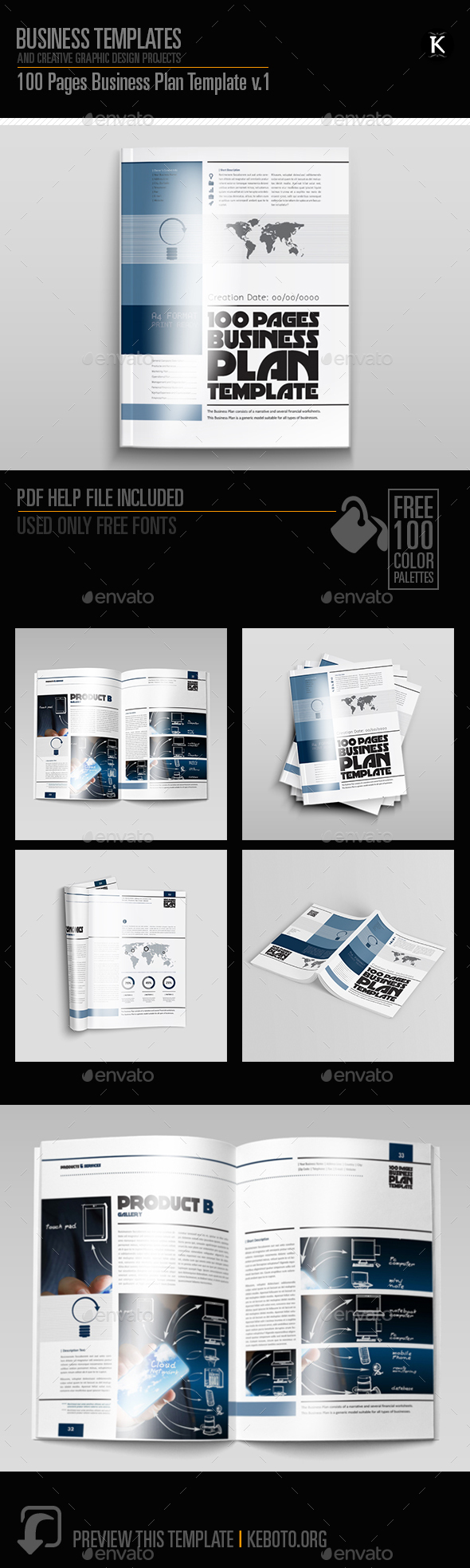 100 Pages Business Plan Template A4 v.1 - Miscellaneous Print Templates