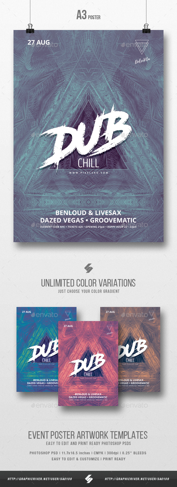 Dub Chill - Party Flyer / Poster Artwork Template A3 - Clubs & Parties Events