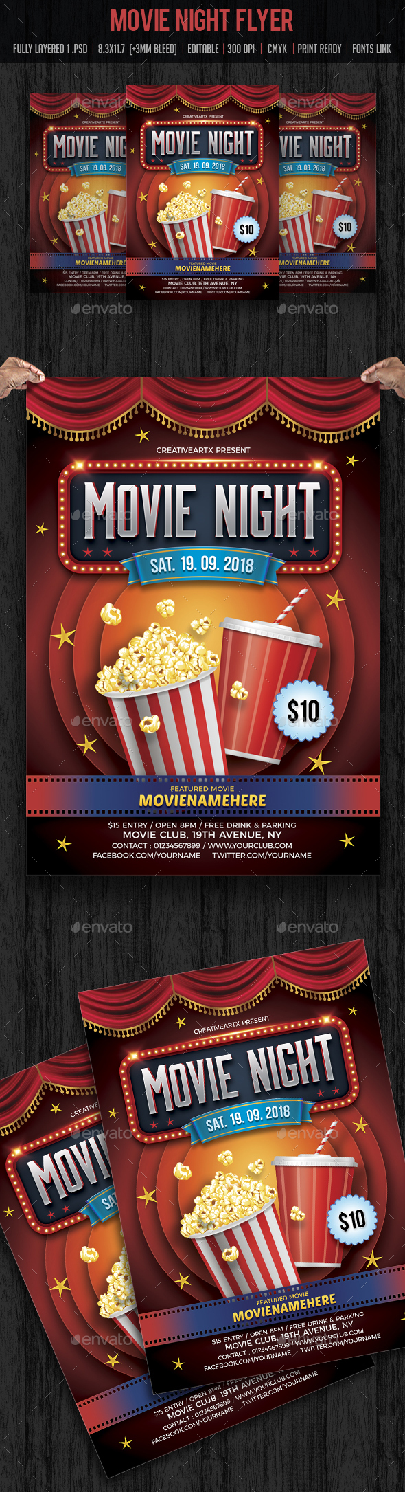 Movie Night Flyer - Clubs & Parties Events