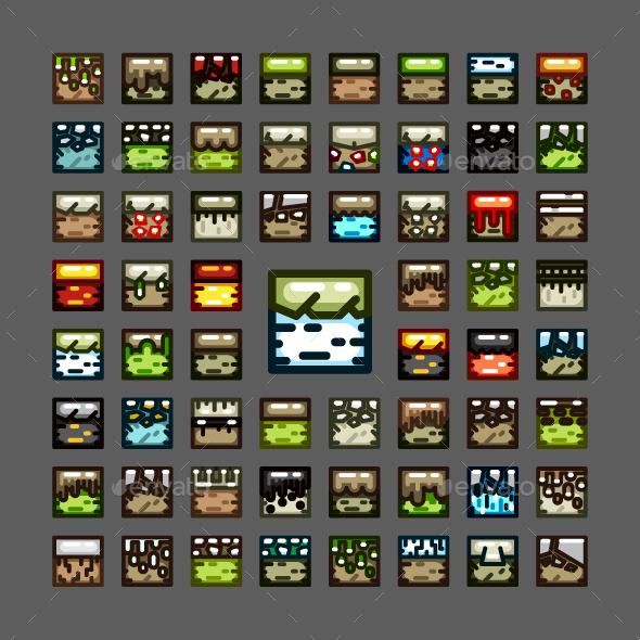2D Tiles for Creating Video Games - Tilesets Game Assets