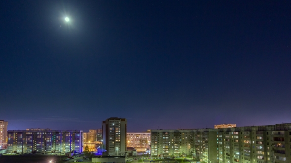 Bright Moon Over City