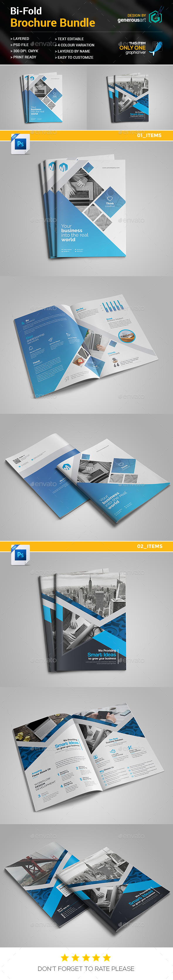 Business Bi-Fold Brochure Bundle 2 in 1 - Brochures Print Templates