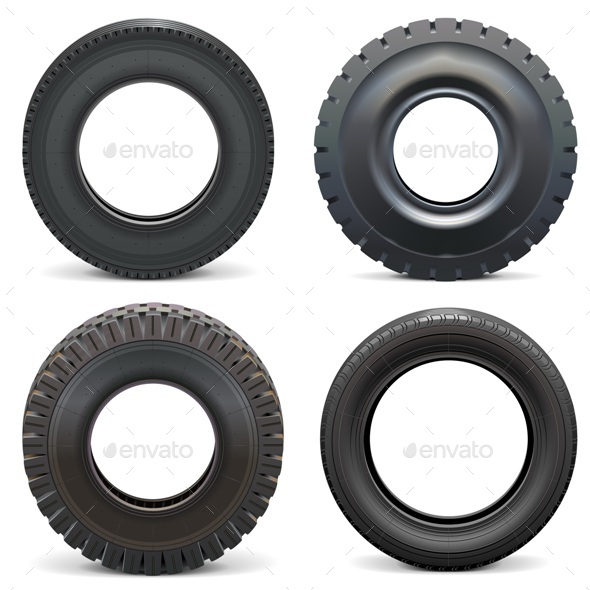 Vector Rubber Tires - Man-made Objects Objects