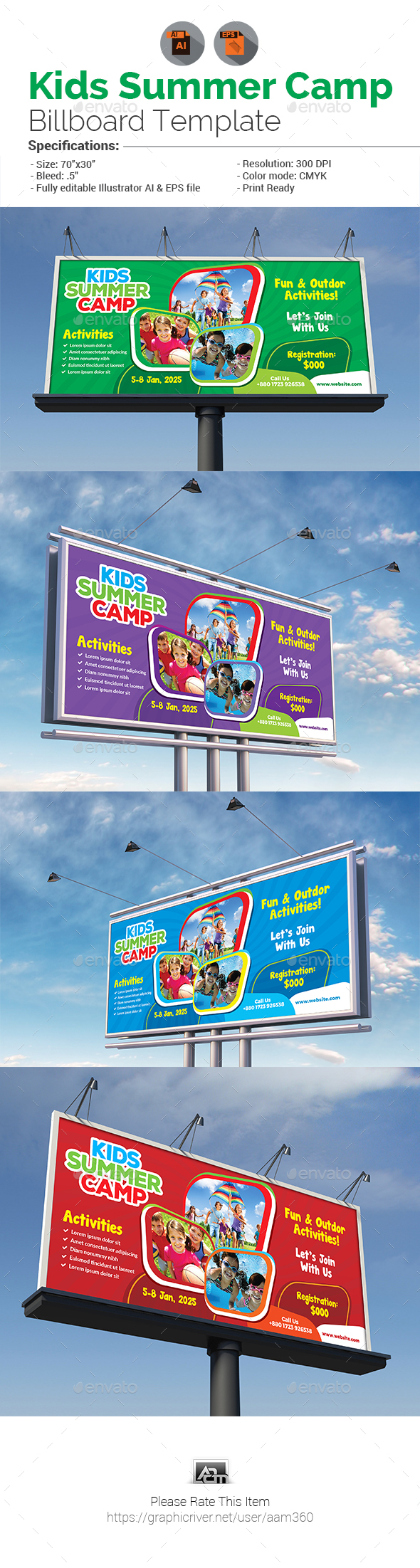 Kids Summer Camp Billboard Template