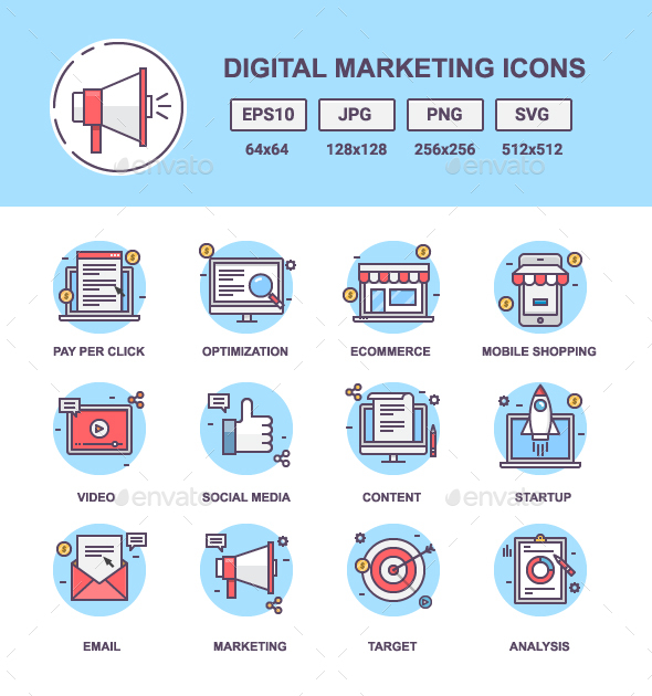 Digital Marketing Outline Icons