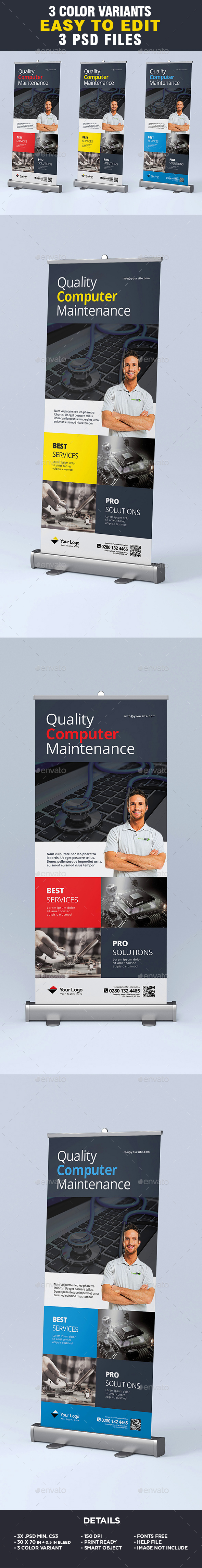 Computer Repair Roll-up Banners - Signage Print Templates