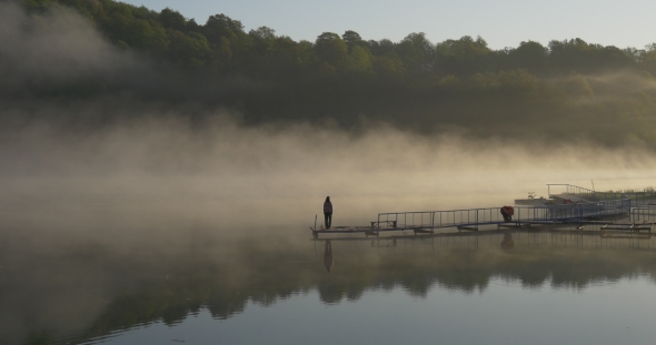 Foggy Morning on a Mountain Lake