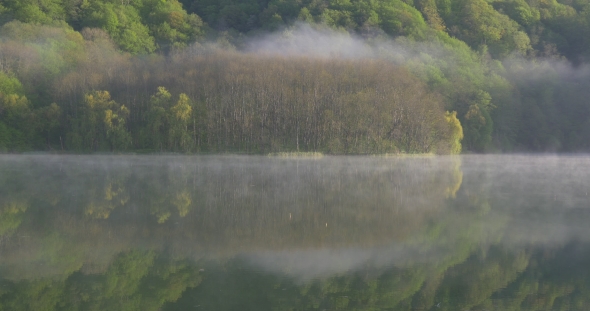 Fog Over the Lake and Reflection in the Water