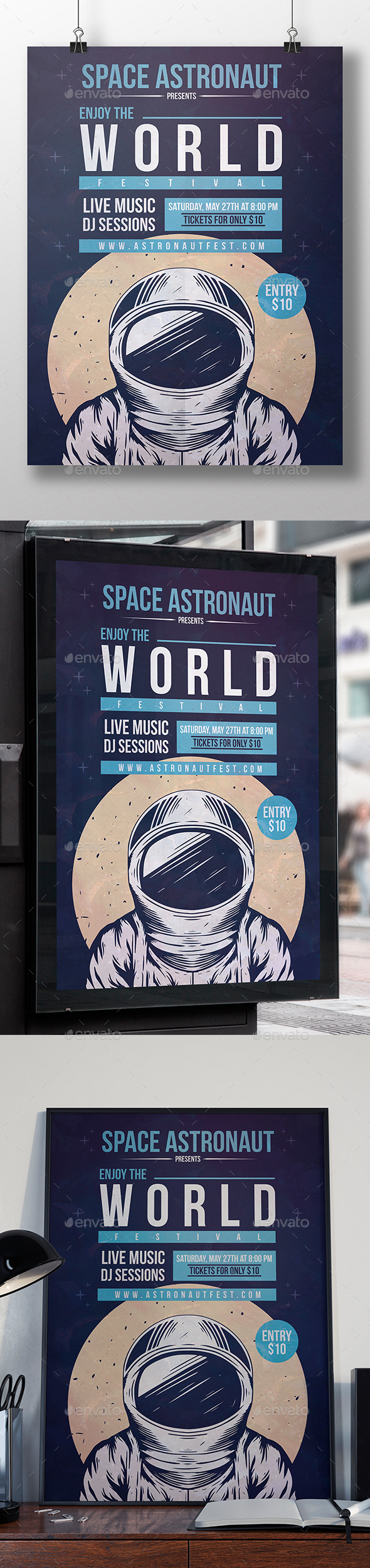 Space Astronaut Flyer Template - Clubs & Parties Events