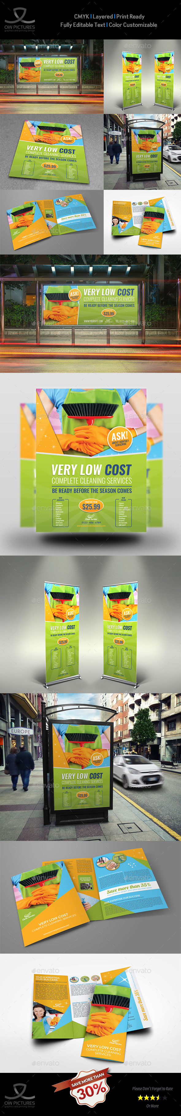 Cleaning Services Advertising Bundle Vol.3 - Signage Print Templates