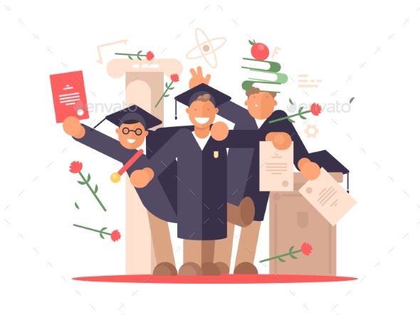 Students Happy at Graduation Ceremony - People Characters