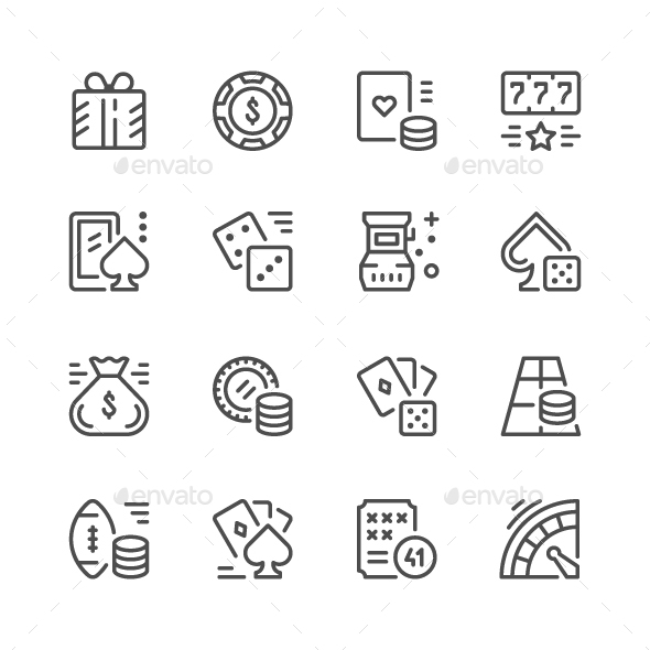 Set Line Icons of Gambling - Man-made objects Objects