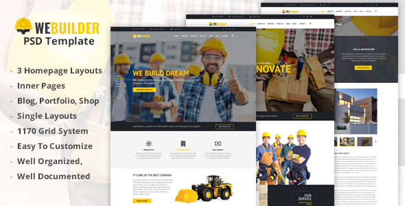WEBUILDER - Construction & Building PSD Template - PSD Templates