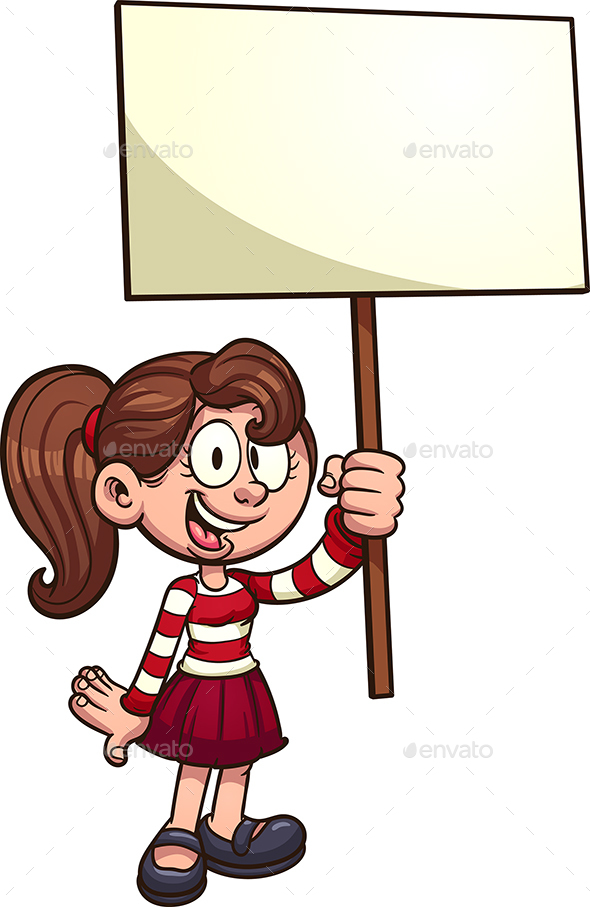 Girl with Sign - People Characters