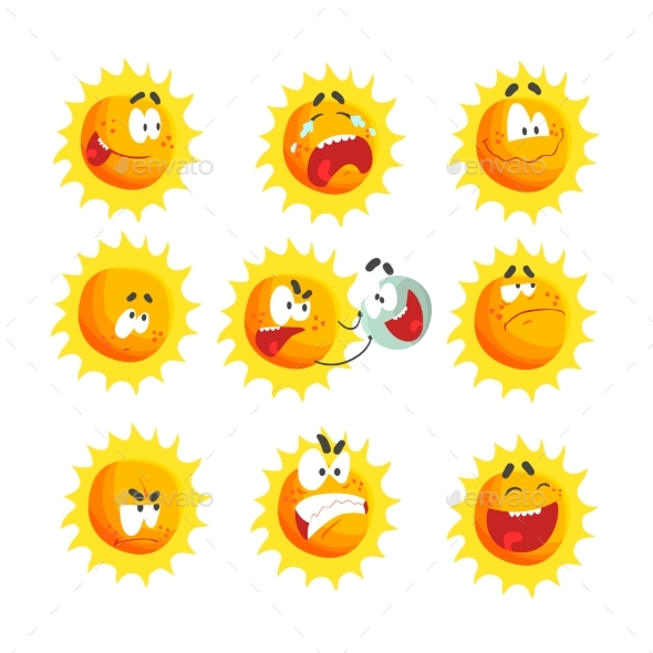 Cartoon Sun Various Emoticons - Miscellaneous Vectors