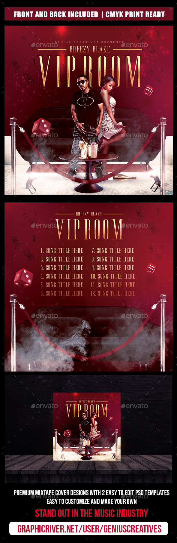 VIP Room Mixtape Cover Template - CD & DVD Artwork Print Templates