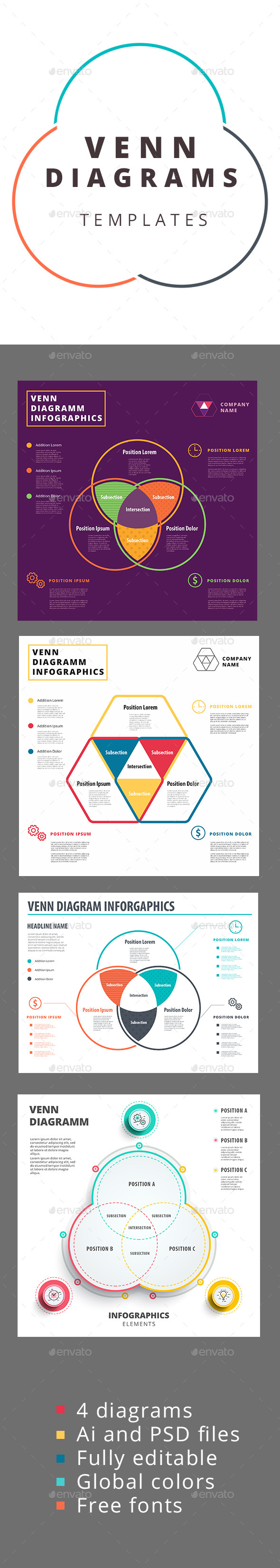 Venn diagram templates - Infographics
