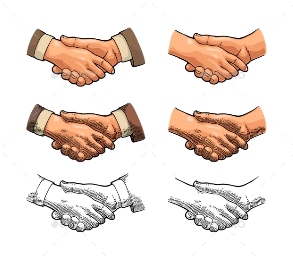 Handshake Vintage Engraving - Concepts Business