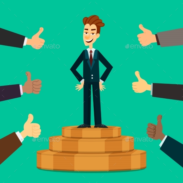 Happy and Proud Young Businessman or Manager - People Characters