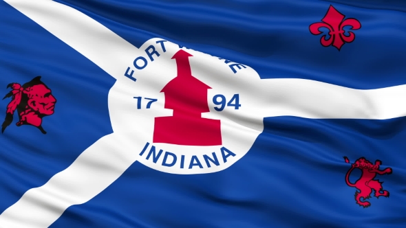 Waving National Flag of Fort Wayne City, Indiana alt