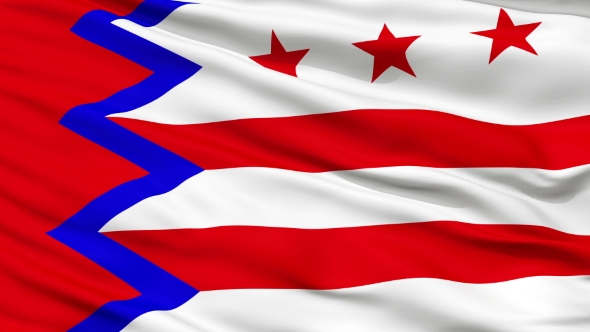 Waving National Flag of Washington Town, Maine