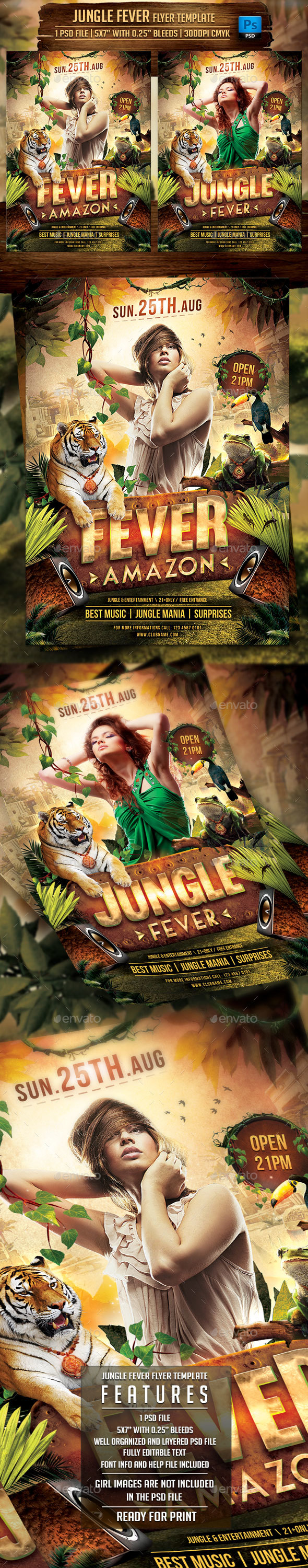 Jungle Fever Flyer Template - Clubs & Parties Events